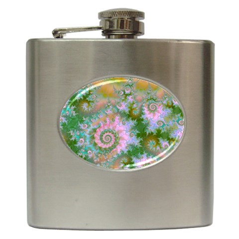 Rose Forest Green, Abstract Swirl Dance Hip Flask from ArtsNow.com Front