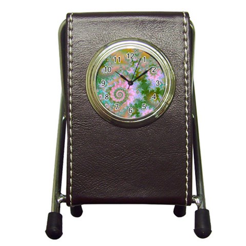 Rose Forest Green, Abstract Swirl Dance Stationery Holder Clock from ArtsNow.com Front