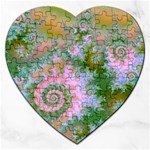 Rose Forest Green, Abstract Swirl Dance Jigsaw Puzzle (Heart)