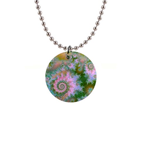 Rose Forest Green, Abstract Swirl Dance Button Necklace from ArtsNow.com Front