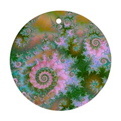 Rose Forest Green, Abstract Swirl Dance Round Ornament (Two Sides) from ArtsNow.com Front