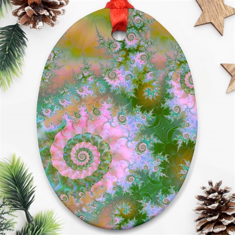 Rose Forest Green, Abstract Swirl Dance Oval Ornament (Two Sides) from ArtsNow.com Back