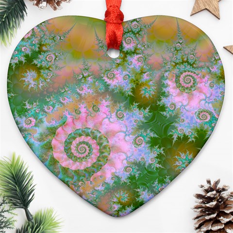 Rose Forest Green, Abstract Swirl Dance Heart Ornament (Two Sides) from ArtsNow.com Back