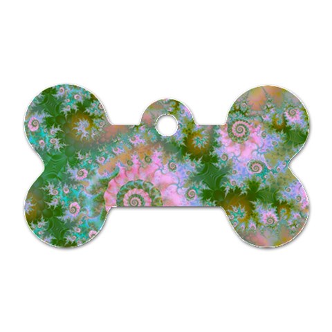 Rose Forest Green, Abstract Swirl Dance Dog Tag Bone (One Sided) from ArtsNow.com Front