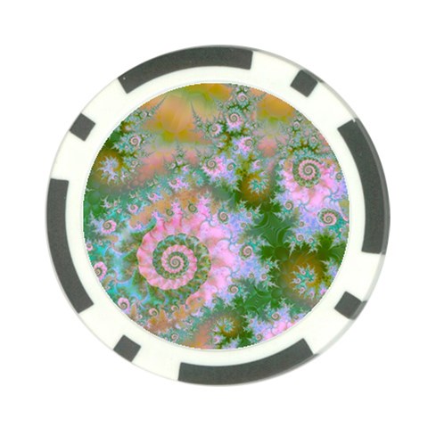 Rose Forest Green, Abstract Swirl Dance Poker Chip from ArtsNow.com Front