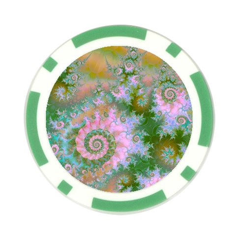 Rose Forest Green, Abstract Swirl Dance Poker Chip from ArtsNow.com Front