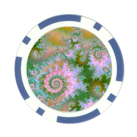 Rose Forest Green, Abstract Swirl Dance Poker Chip from ArtsNow.com Front