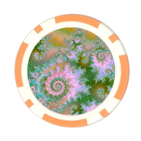 Rose Forest Green, Abstract Swirl Dance Poker Chip from ArtsNow.com Front