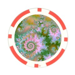 Rose Forest Green, Abstract Swirl Dance Poker Chip from ArtsNow.com Front