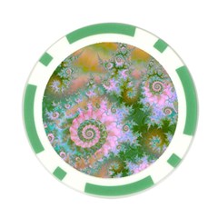 Rose Forest Green, Abstract Swirl Dance Poker Chip from ArtsNow.com Front