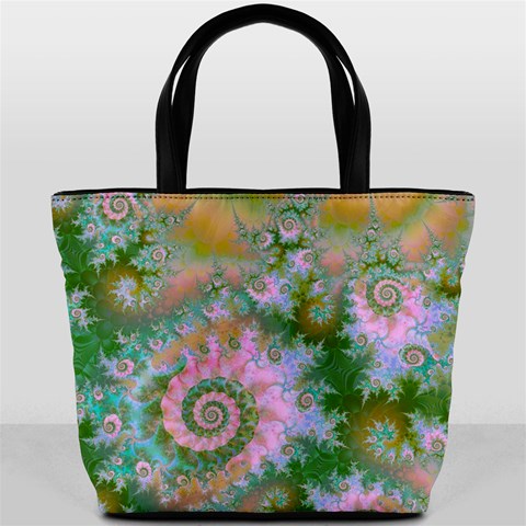 Rose Forest Green, Abstract Swirl Dance Bucket Handbag from ArtsNow.com Back