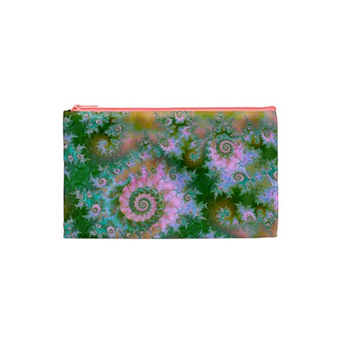 Rose Forest Green, Abstract Swirl Dance Cosmetic Bag (Small) from ArtsNow.com Front