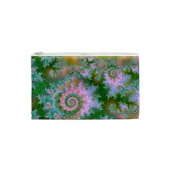 Rose Forest Green, Abstract Swirl Dance Cosmetic Bag (Small) from ArtsNow.com Front