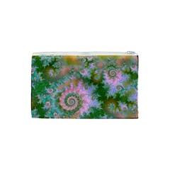 Rose Forest Green, Abstract Swirl Dance Cosmetic Bag (Small) from ArtsNow.com Back