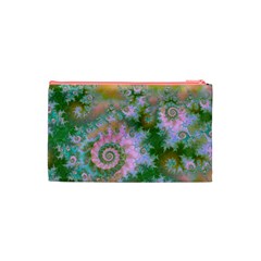 Rose Forest Green, Abstract Swirl Dance Cosmetic Bag (Small) from ArtsNow.com Back