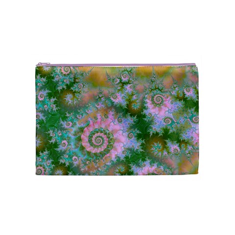 Rose Forest Green, Abstract Swirl Dance Cosmetic Bag (Medium) from ArtsNow.com Front