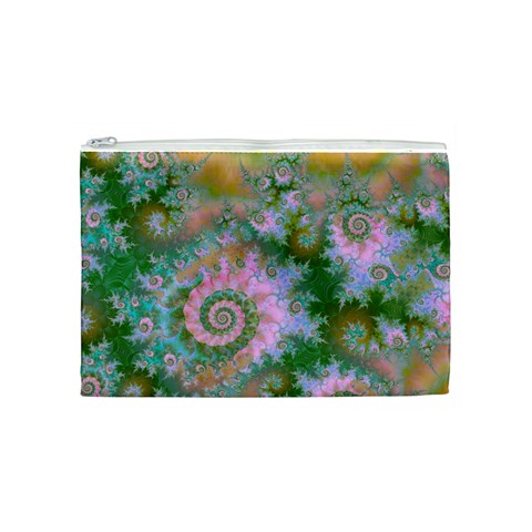 Rose Forest Green, Abstract Swirl Dance Cosmetic Bag (Medium) from ArtsNow.com Front