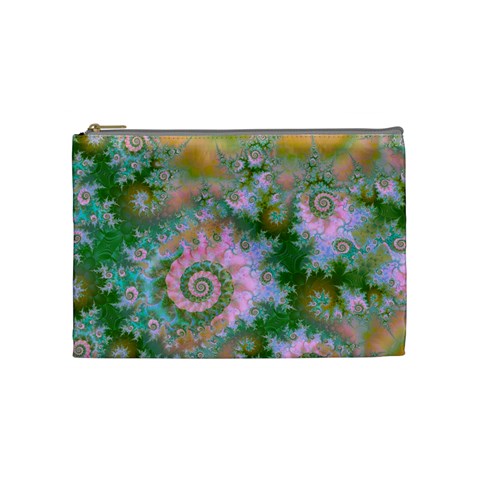 Rose Forest Green, Abstract Swirl Dance Cosmetic Bag (Medium) from ArtsNow.com Front