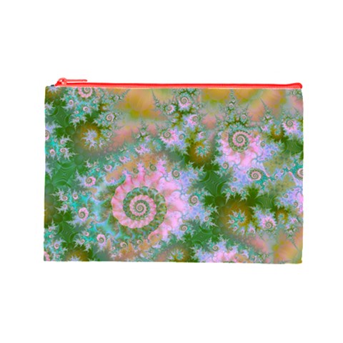 Rose Forest Green, Abstract Swirl Dance Cosmetic Bag (Large) from ArtsNow.com Front