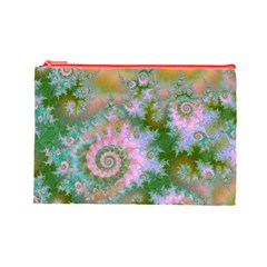 Rose Forest Green, Abstract Swirl Dance Cosmetic Bag (Large) from ArtsNow.com Front