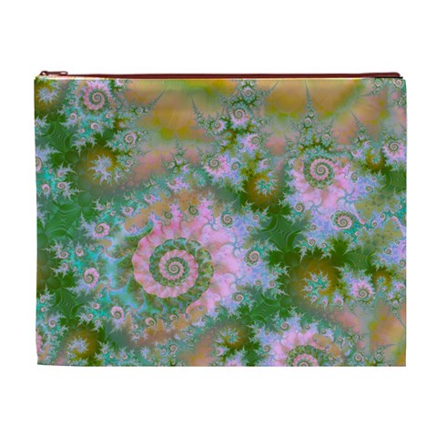 Rose Forest Green, Abstract Swirl Dance Cosmetic Bag (XL) from ArtsNow.com Front