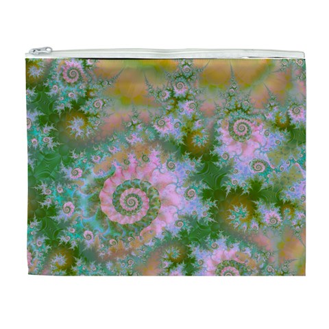 Rose Forest Green, Abstract Swirl Dance Cosmetic Bag (XL) from ArtsNow.com Front