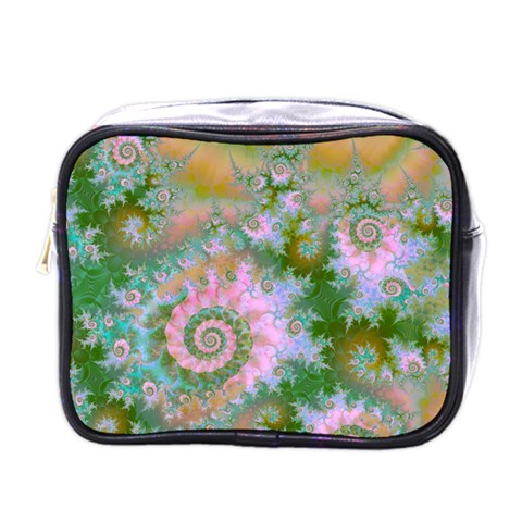 Rose Forest Green, Abstract Swirl Dance Mini Travel Toiletry Bag (One Side) from ArtsNow.com Front