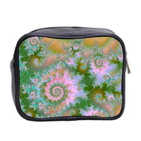 Rose Forest Green, Abstract Swirl Dance Mini Travel Toiletry Bag (Two Sides) from ArtsNow.com Back