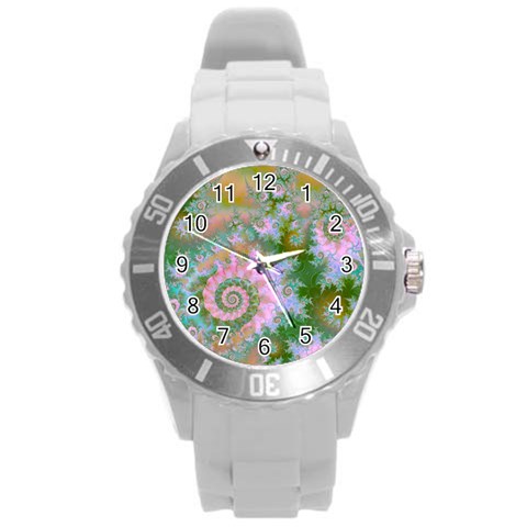 Rose Forest Green, Abstract Swirl Dance Plastic Sport Watch (Large) from ArtsNow.com Front