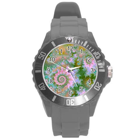 Rose Forest Green, Abstract Swirl Dance Plastic Sport Watch (Large) from ArtsNow.com Front