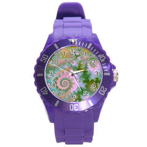 Rose Forest Green, Abstract Swirl Dance Plastic Sport Watch (Large) from ArtsNow.com Front