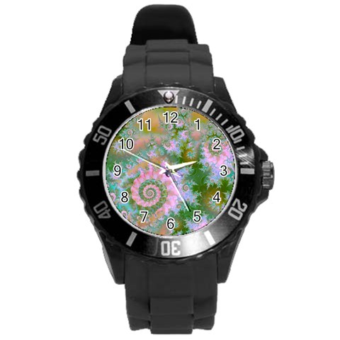 Rose Forest Green, Abstract Swirl Dance Plastic Sport Watch (Large) from ArtsNow.com Front