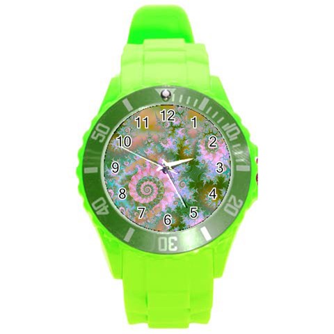 Rose Forest Green, Abstract Swirl Dance Plastic Sport Watch (Large) from ArtsNow.com Front