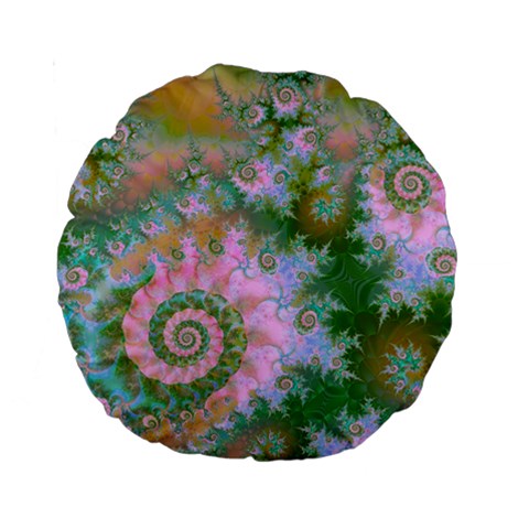 Rose Forest Green, Abstract Swirl Dance 15  Premium Round Cushion  from ArtsNow.com Front