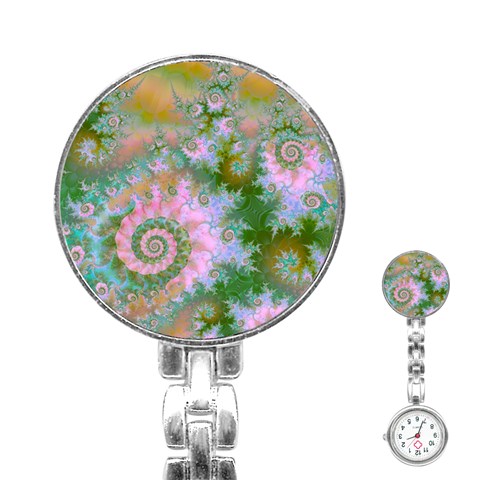 Rose Forest Green, Abstract Swirl Dance Stainless Steel Nurses Watch from ArtsNow.com Front