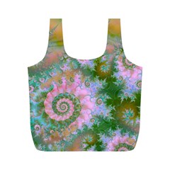 Rose Forest Green, Abstract Swirl Dance Reusable Bag (M) from ArtsNow.com Front