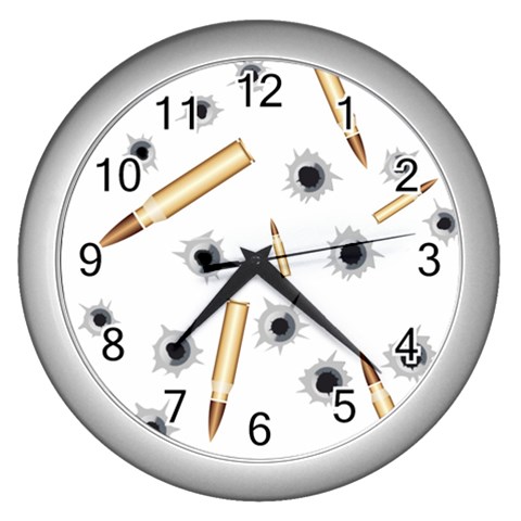 Bulletsnbulletholes Wall Clock (Silver) from ArtsNow.com Front