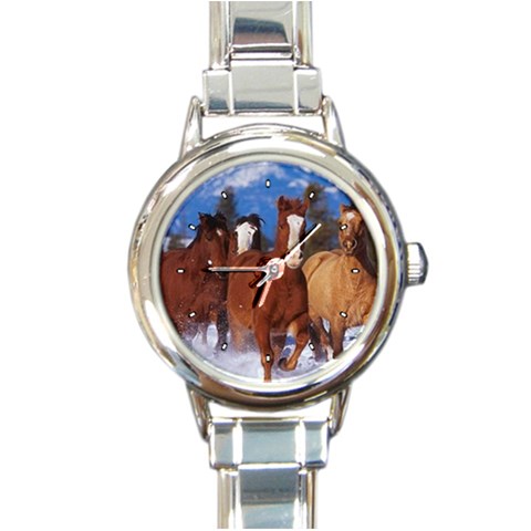 Horse Pony Colt Round Italian Charm Watch from ArtsNow.com Front