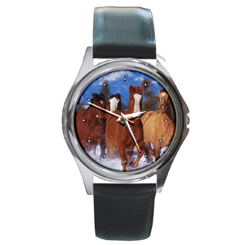 Horse Pony Colt Round Metal Watch from ArtsNow.com Front