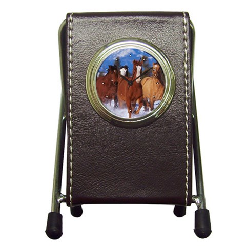 Horse Pony Colt Pen Holder Desk Clock from ArtsNow.com Front