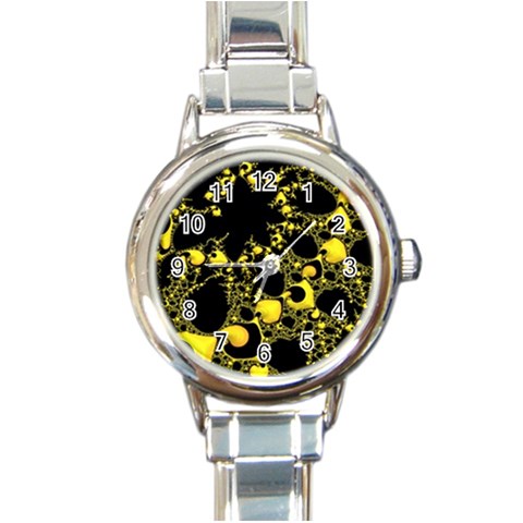 Special Fractal 04 Yellow Round Italian Charm Watch from ArtsNow.com Front