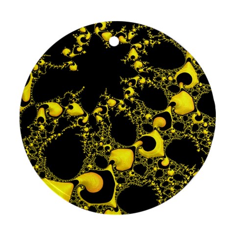 Special Fractal 04 Yellow Round Ornament from ArtsNow.com Front