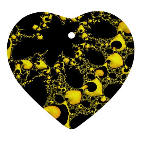 Special Fractal 04 Yellow Heart Ornament from ArtsNow.com Front