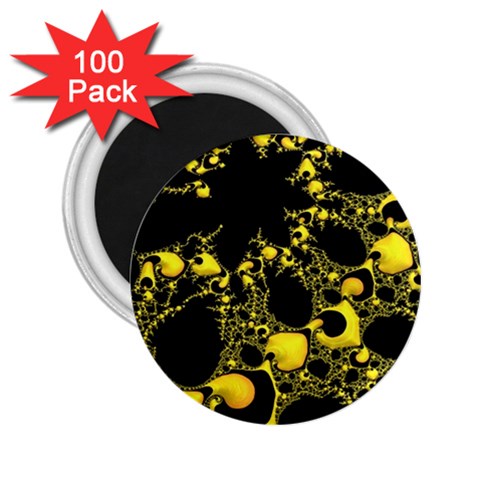 Special Fractal 04 Yellow 2.25  Button Magnet (100 pack) from ArtsNow.com Front