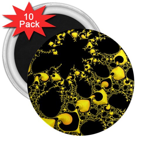 Special Fractal 04 Yellow 3  Button Magnet (10 pack) from ArtsNow.com Front