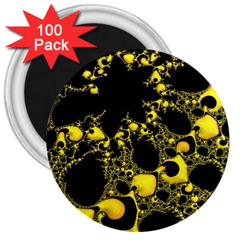 Special Fractal 04 Yellow 3  Button Magnet (100 pack) from ArtsNow.com Front