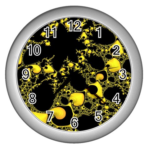 Special Fractal 04 Yellow Wall Clock (Silver) from ArtsNow.com Front