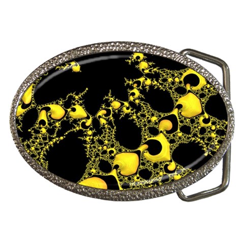 Special Fractal 04 Yellow Belt Buckle (Oval) from ArtsNow.com Front