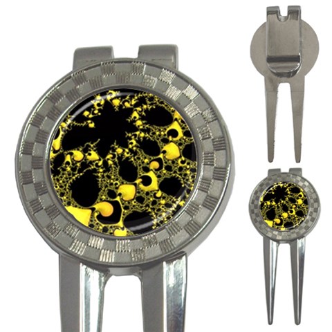 Special Fractal 04 Yellow Golf Pitchfork & Ball Marker from ArtsNow.com Front