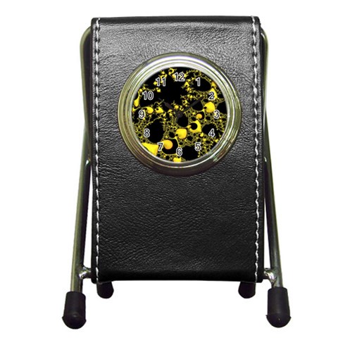 Special Fractal 04 Yellow Stationery Holder Clock from ArtsNow.com Front